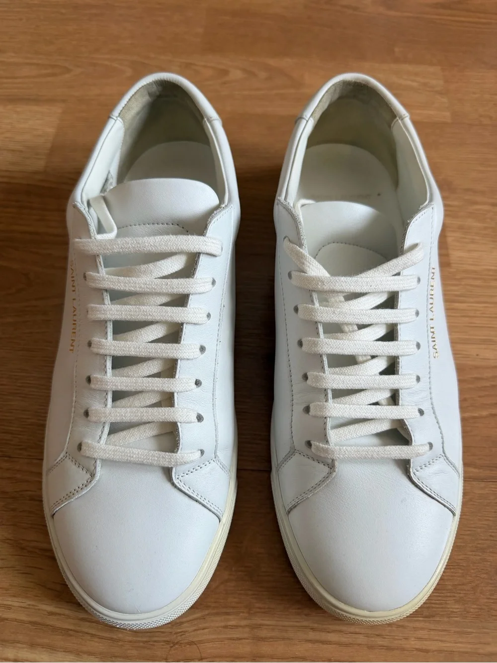 *Andy Sneakers*Saint Laurent White Leather Low-Top Sneakers